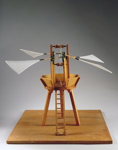 Ricostruzione modello del progetto di da Vinci per un ornitottero verticale